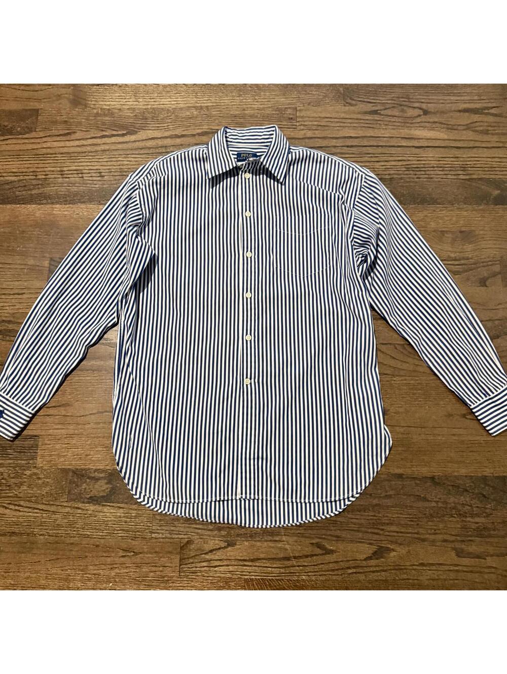 Polo Ralph Lauren Women's Blue & White Striped Long Sleeve Button Down Small